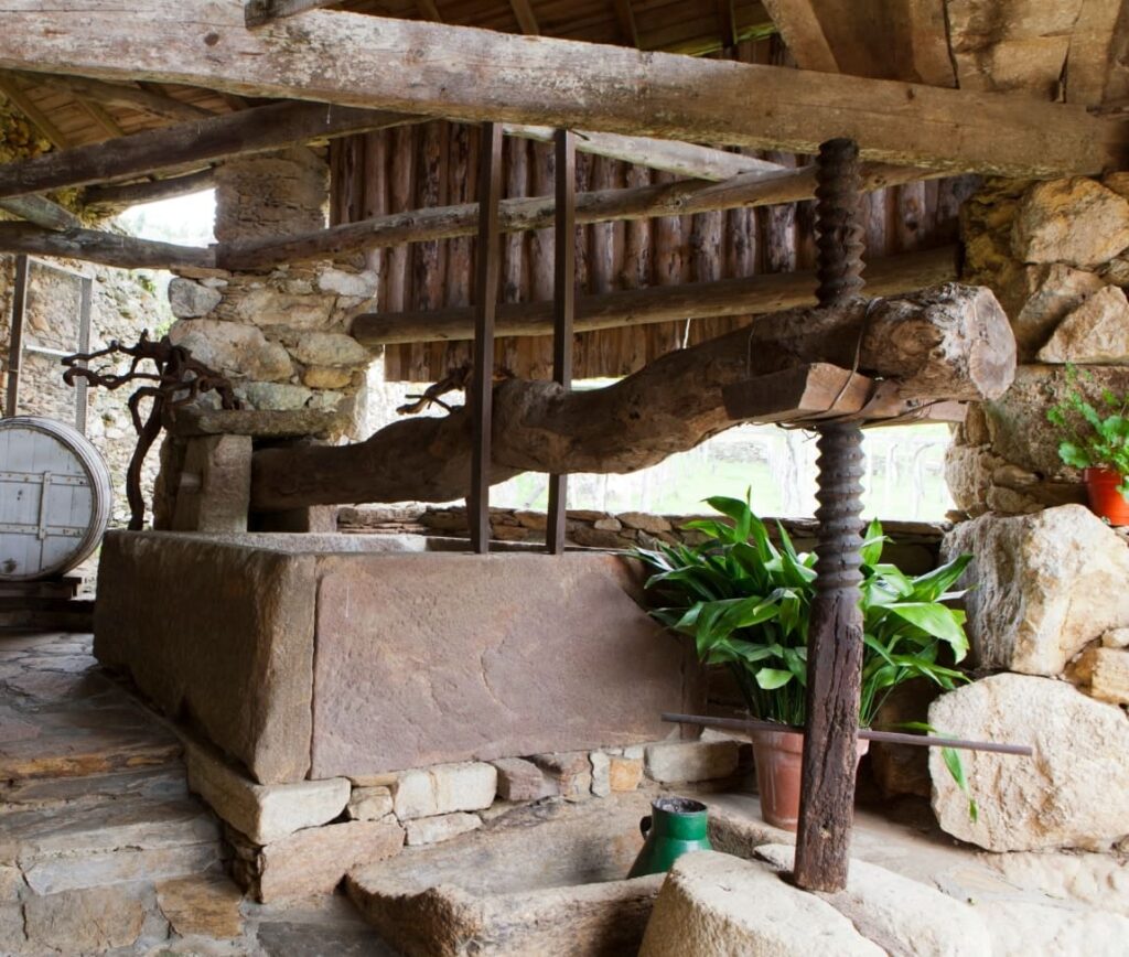 Lagar de vino antiguo en la D.O. Rías Baixas